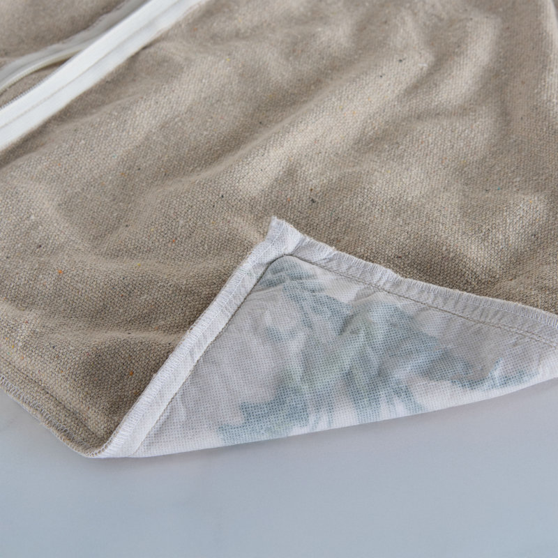 Coussin décoratif en toile de coton recyclé, Alternative au duvet, Naturel / Vert