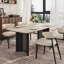 Table de salle à manger rectangulaire en pierre frittée de 63 po, table de cuisine moderne avec pieds en bois massif noir, plateau de table en pierre pour les sièges 4-6