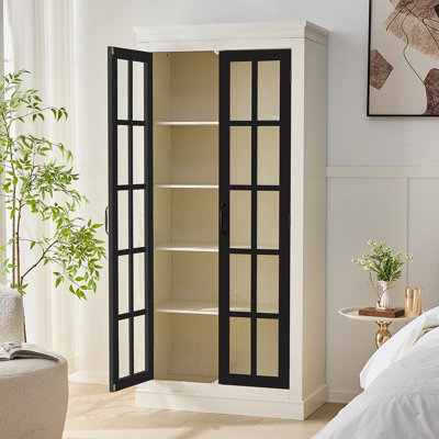 71.2'' Freestanding Pantry Cabinet With Glass Door