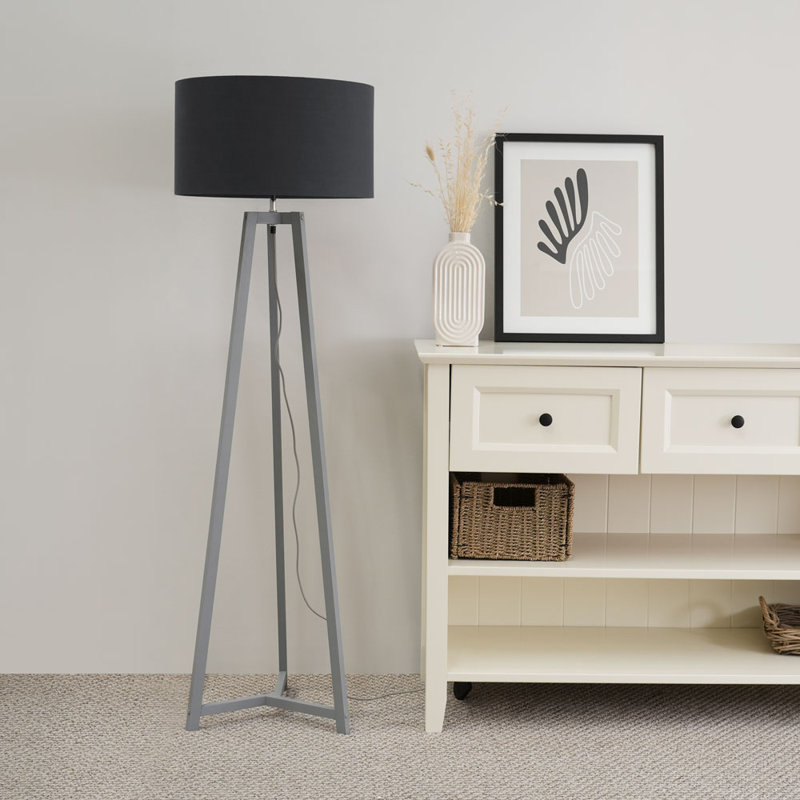 Rhavyn 148cm Traditional Floor Lamp, Matte Grey, Charcoal Grey
