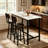 Industrial High Top Dining Set, Compact 3-Piece Pub Table With 2 Comfortable Stools, 2 Size & 4 Color Options For Studio & Cafe-1325256075-1323709096