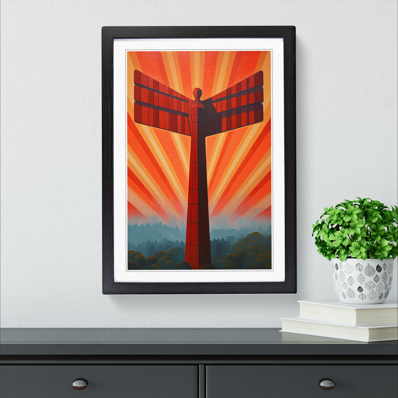 Angel Of The North Op No.2 - Single Picture Frame Print on Wood, Black Framed, 46cm H x 34cm W