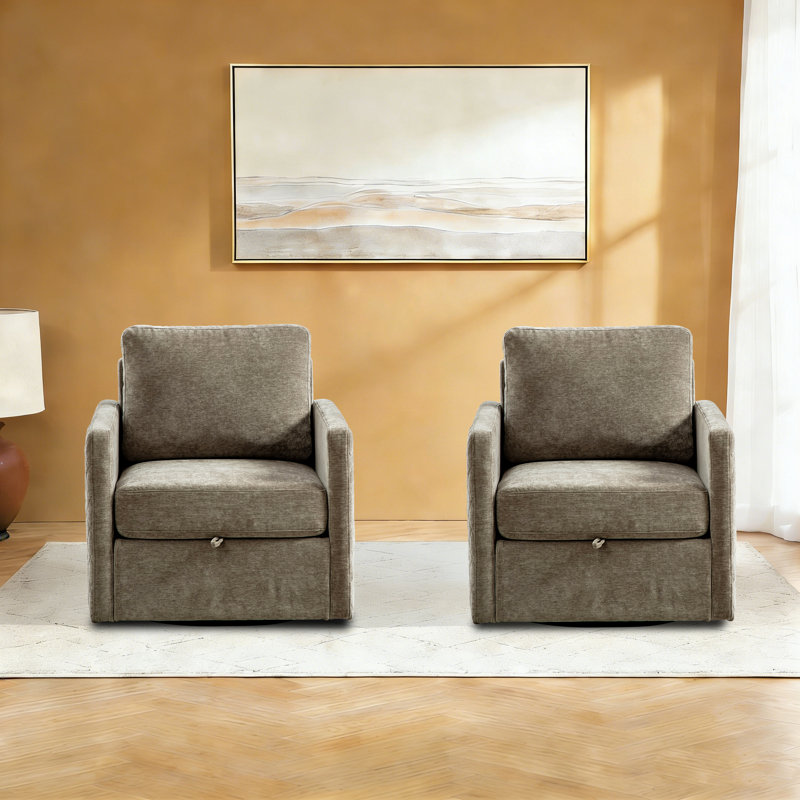 Fauteuil pivotant rembourré avec rangement 29,5 po, Taupe