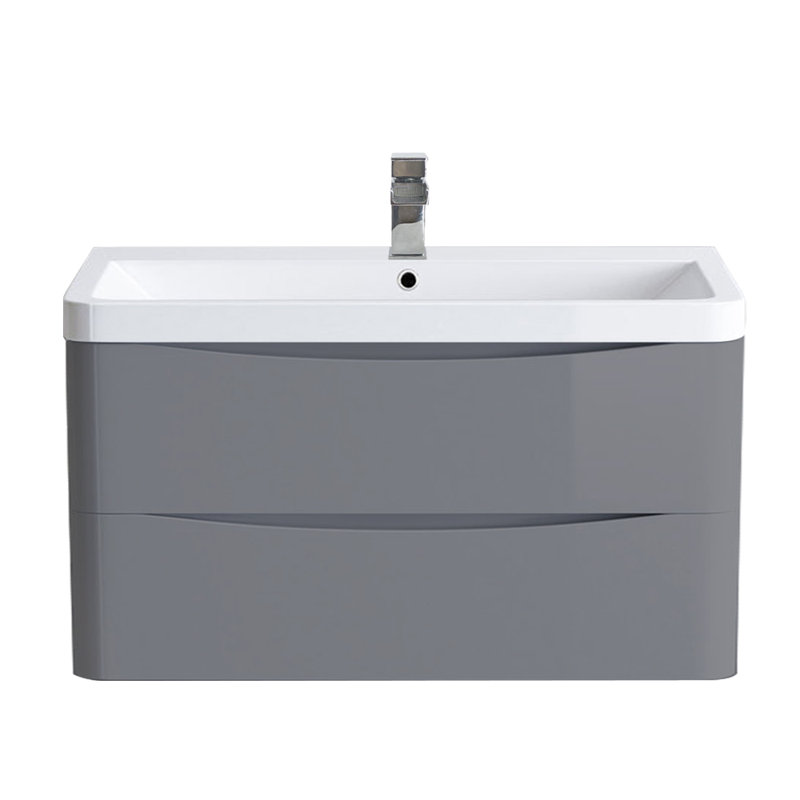 Avaughn 800mm Bathroom Vanity Unit Basin Storage Wall Hung Cabinet Furniture, Gray