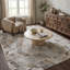 Tapis à motif géométrique beige / brun 8 pi x 11 pi (7 pi 10 po x 10 pi 10 po) Branch Branch Ritu, tapis moderne, à poils moyens et résistant aux taches-322720304