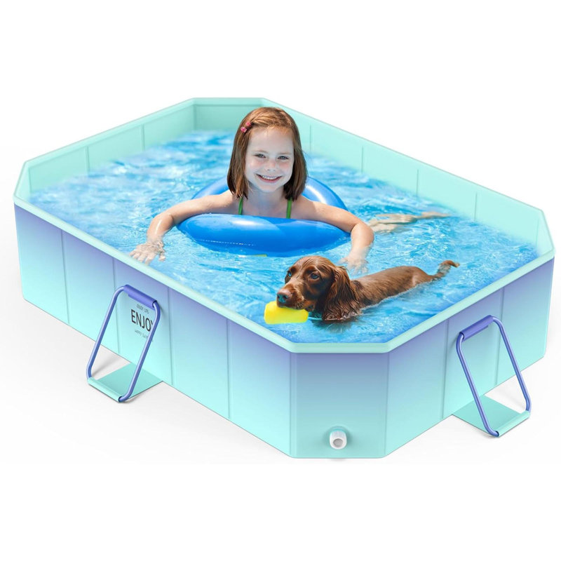 Non-Inflatable Swimming Pool For Kids And Pets, Framed Swimming Pools, Foldable Dog Pool With Sturdy Support, Space-Saving Kiddie Pool, Collapsible Kids Pool