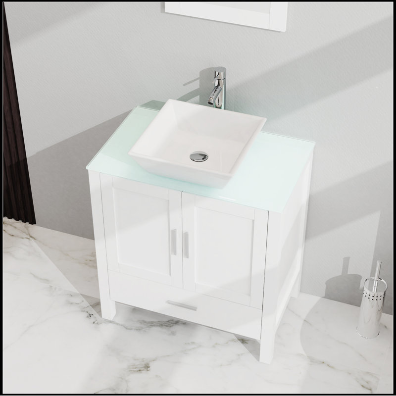 Meuble-lavabo simple avec plateau Syrah 30,00, Blanc