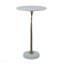 Table d'appoint ronde 14 po x 14 po x 24 po - Plateau en marbre blanc, motif de palmier doré
