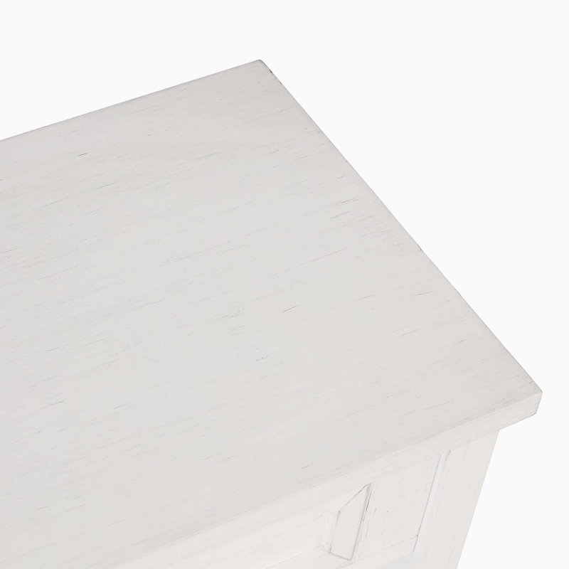 Canapé d'entrée 36 po en bois de pin avec 4 tiroirs et 1 tablette de rangement, Blanc antique