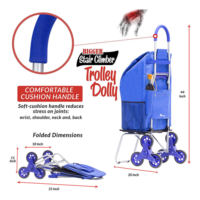 150 Lb. Capacity Foldable Hand Truck Dolly, Blue