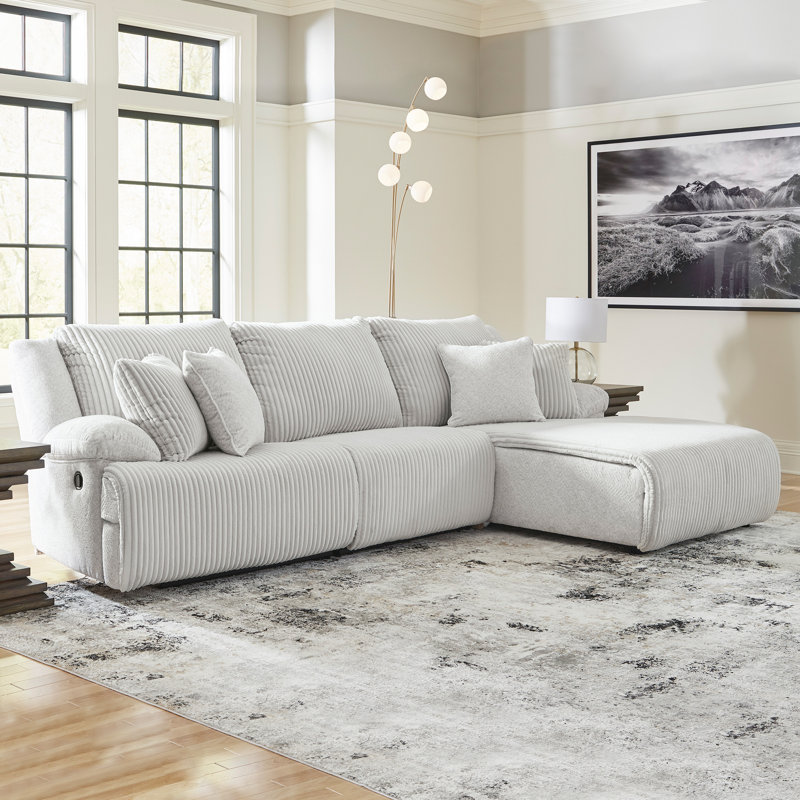 Matherly 3-Piece Sectional Sofa Chaise, Right Hand Facing, White Polyester