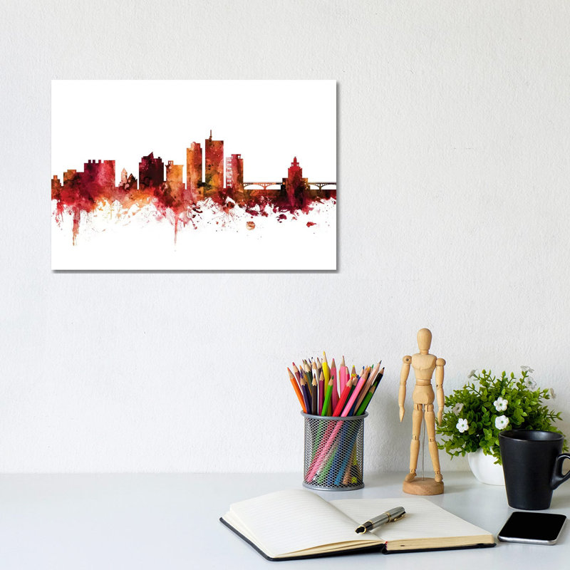 Cedar, Rapids Iowa Skyline by Michael Tompsett - Wrapped Canvas Gallery-Wrapped Canvas Giclée, 20.32 cm H x 30.48 cm W