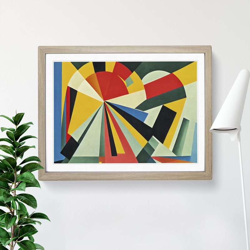XH1022-8678X Suprematism Art Abstract Vol.2 1 Piece Single Picture Frame Painting, 34cm H x 46cm W x 2cm D, Oak