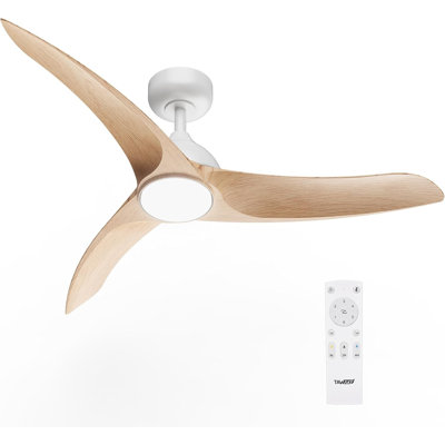 42 Inch Flush Mount Ceiling Fan with Dimmable LED Light Remote Control Reversible Quiet DC Motor
