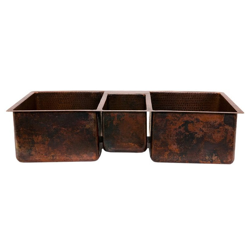 42'' L Drop-In Triple Basin Kitchen Sink, Oil Rubbed Bronze