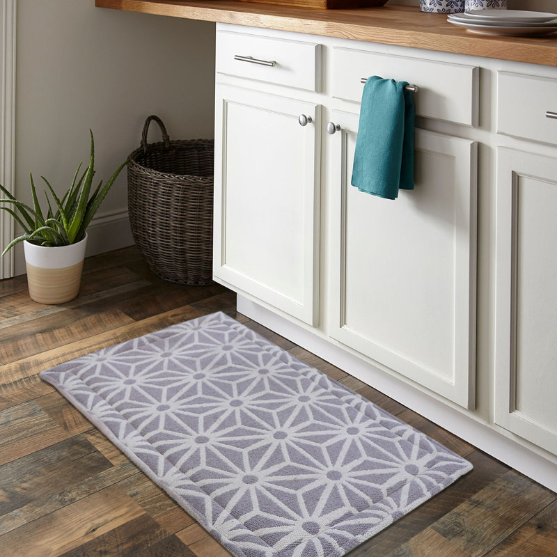 Ryker Light Grey Polyester Anti-Fatigue Kitchen Mat, 20" x 36"