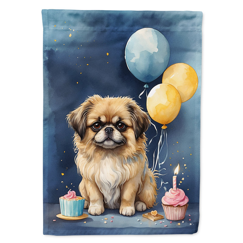 Drapeau de jardin «Happy Birthday», Pékinois