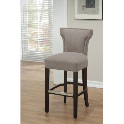 Upholstered Counter Stool with Solid Wood Frame