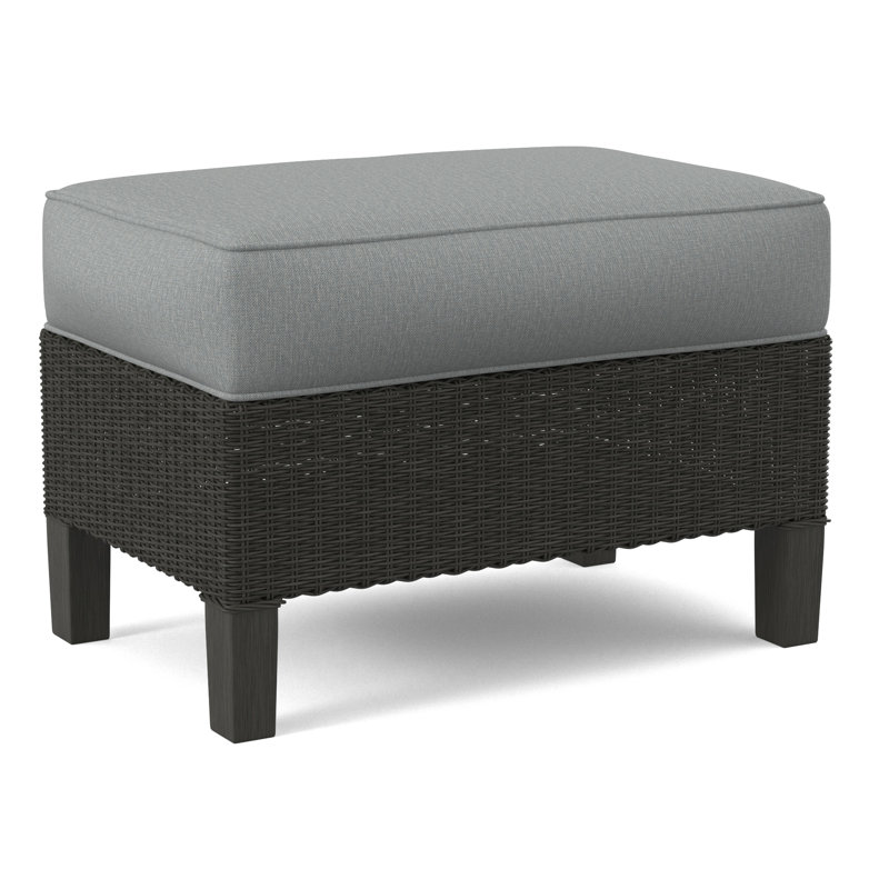 Gibraltar Ottoman, Stone Hearth, Light Blue Performance Fabric; 0851-55