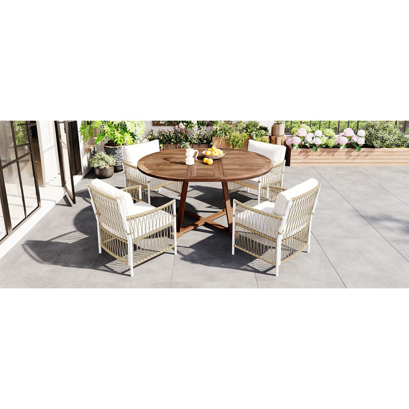 Ensemble de table de salle à manger extensible en bois 5 pièces Modern