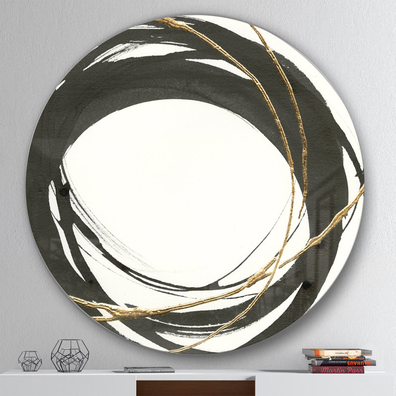 «Gold Glamour Circle II», reproduction d'art sur toile, H 11 po x l 11 po