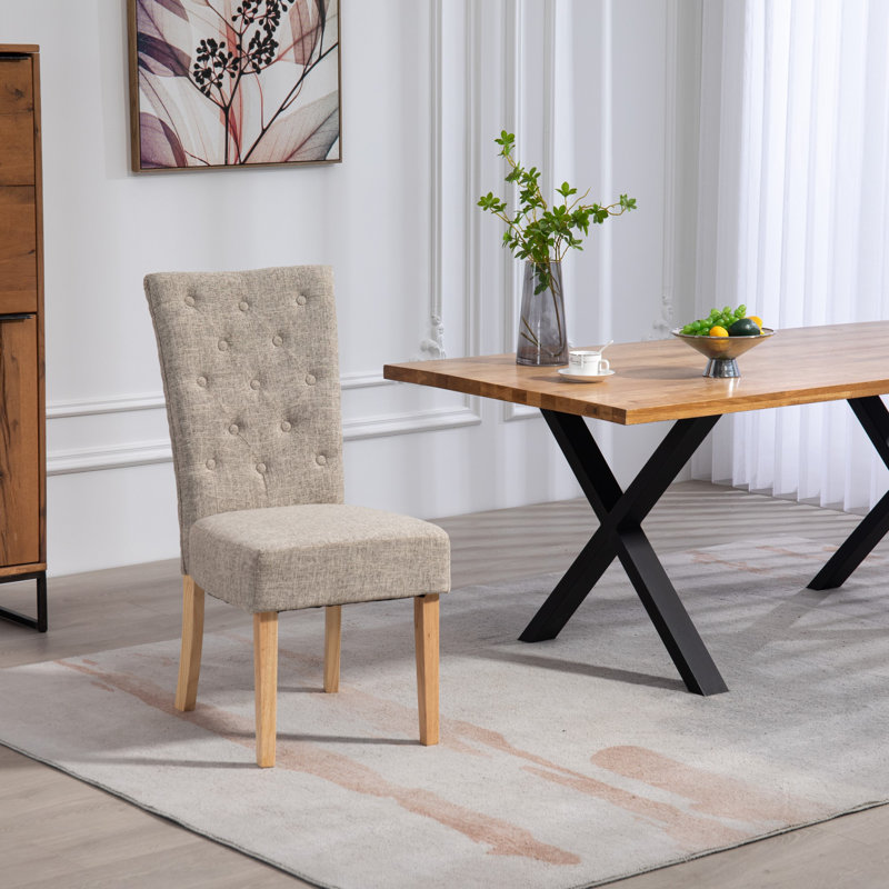 Ainaro 47cm H Fabric Upholstered Wing Back Parsons Chair, Brown