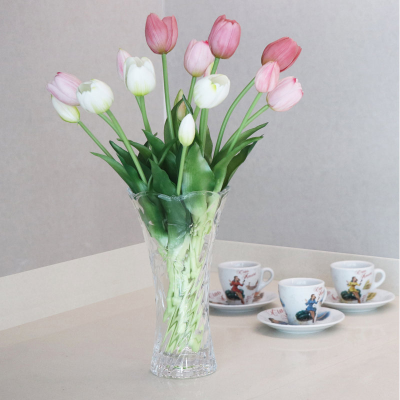 Lorren Home Trends 9" Tall Scalloped Flower Vase for Home Décor