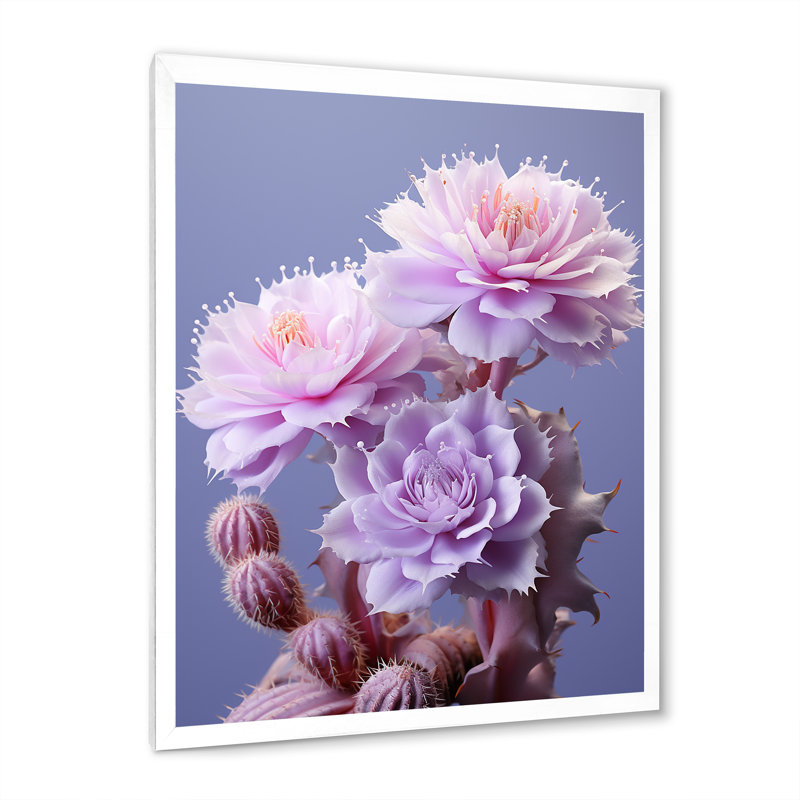 Crochet délicat subtil Torbart cactus rose II - impression, Cadre photo blanc, H 40 po x l 30 po x P 1,5 po