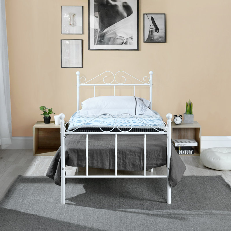 Halleck Metal Bed, White, Single (3')