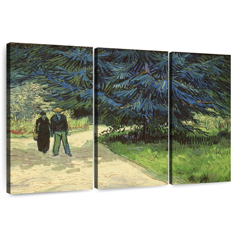 Jardin public d'Alvord avec couple et sapin bleu, H 24 po x l 38 po