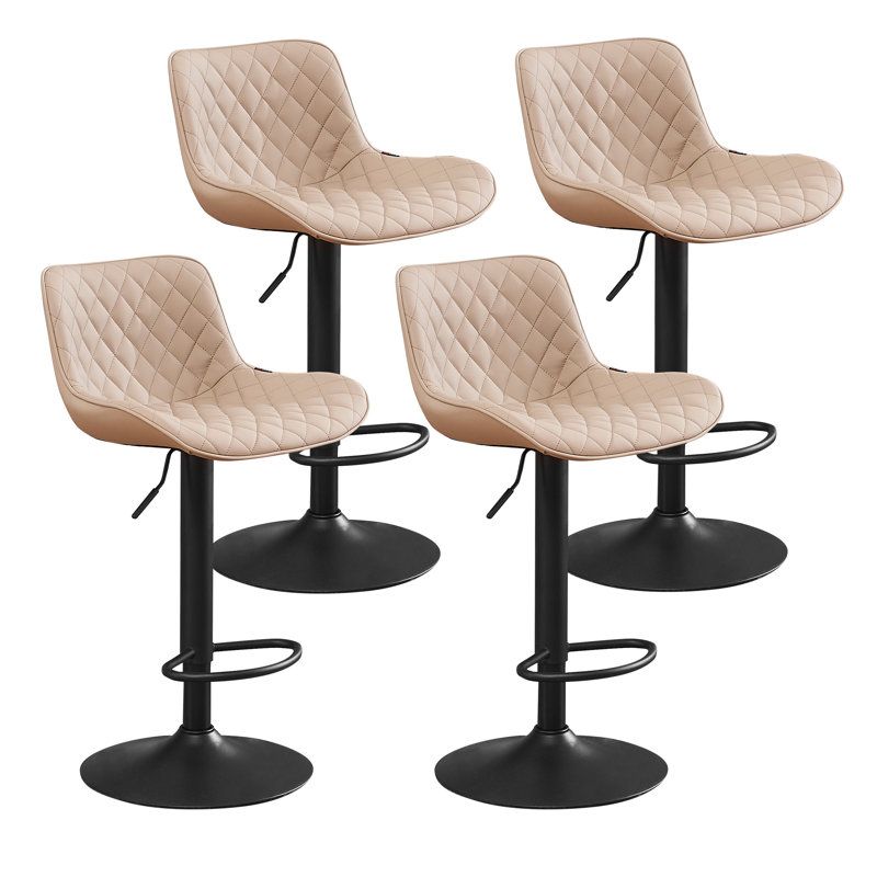 Tabouret de bar rembourré Lougene, Rose/noir