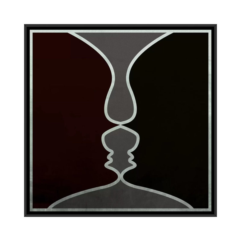 Albree Modern Face to Face, impression sur toile, H 18 po x l 18 po x P 1,5 po, Toile avec cadre noir, Pas de tapis