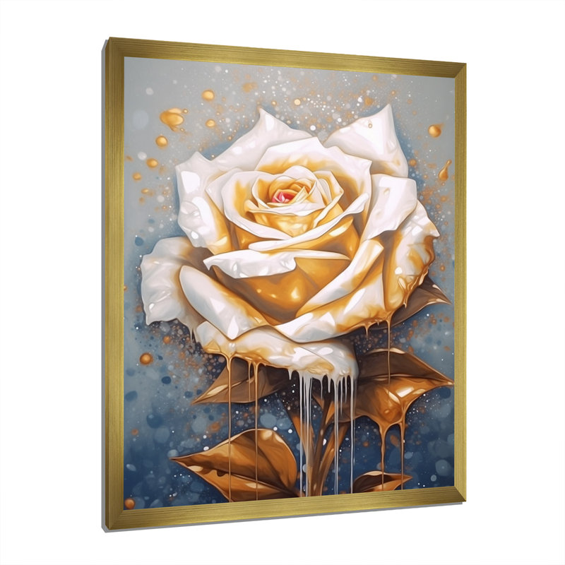 Crème or rose rêverie, H 44 po x l 34 po x P 1,5 po, Encadrement doré