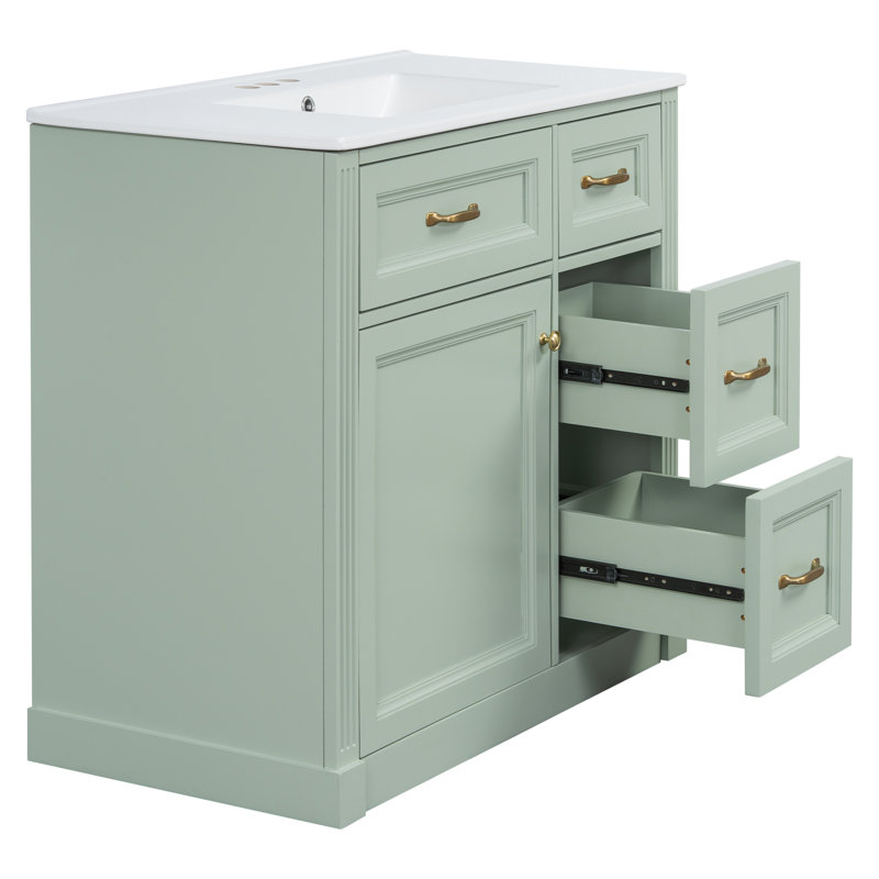 Meuble-lavabo moderne spacieux de 36 pouces avec lavabo, finition bois vert