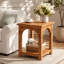 Farmhouse End Table with Storage, Solid Fir Wood 2-Tier Side Table, Living Room