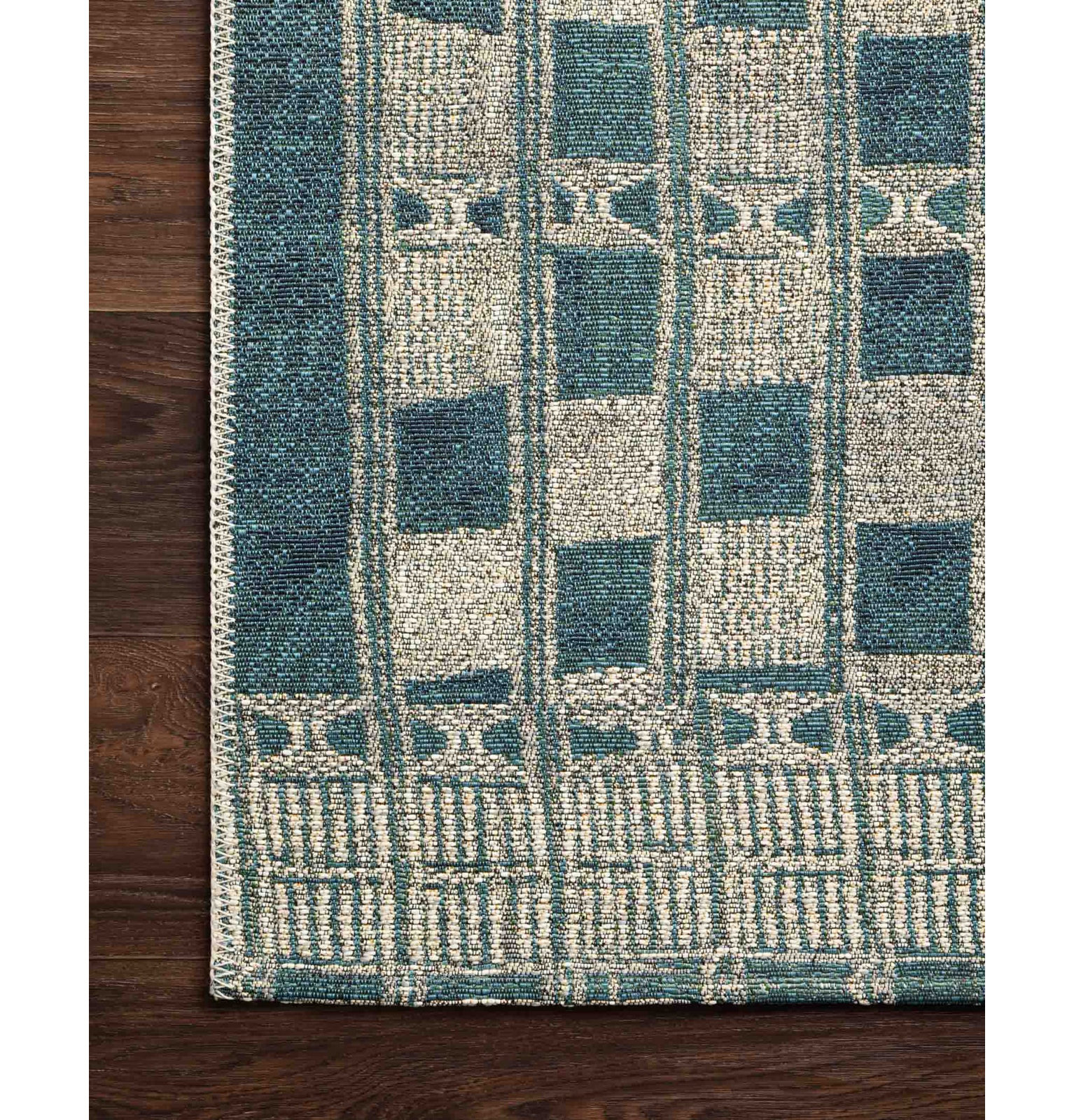 Homer Blue Ivory Geometric Outdoor Rug, Rectangle 10'6" x 13'9"