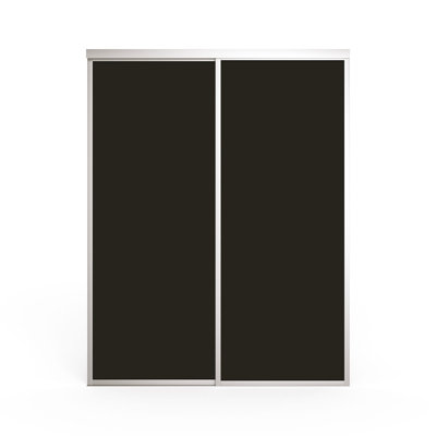 2 Panel Smoked Glass Sliding Room Divider - Aluminum Frame with Silent Glide technology