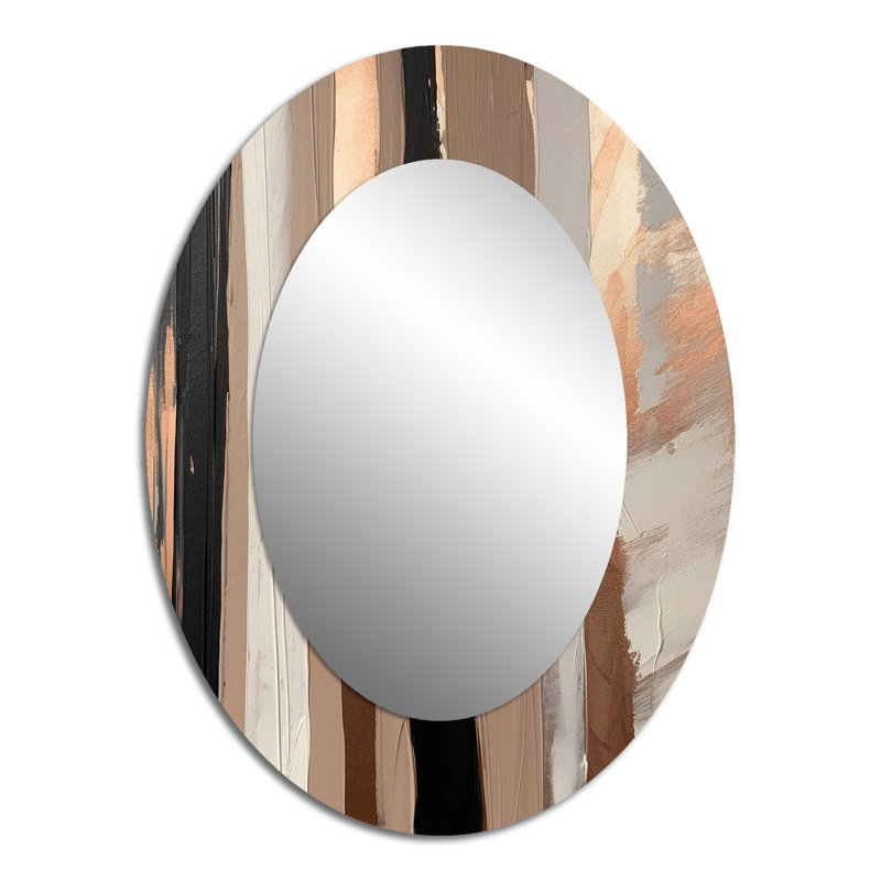 Brun et noir au-delà des limites IV - décor de miroir mural ovale brun, 40 po x 30 po