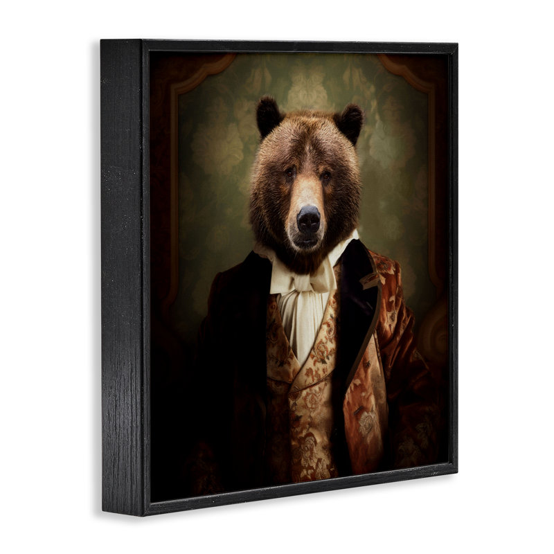 Giclée encadrée «Finest Hour» de lord Bearington, design par Kelley Parker, Giclée encadrée noir minuit, H 12 po x l 12 po