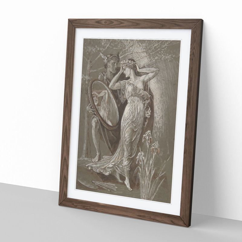The Mirror of Venus by Walter Crane - Picture Frame Painting, Walnut Framed, 36cm H x 27cm W x 2cm D