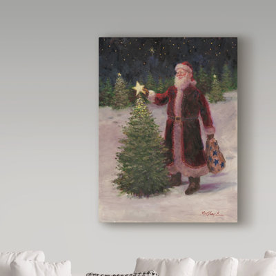 Reproduction de peinture acrylique sur toile tendue «Santa with Stars» Hinth