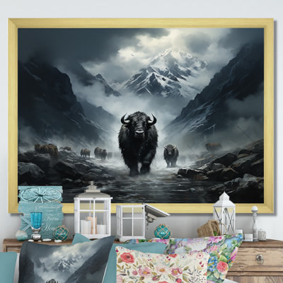 Minimalisme, yaks noirs, impression sur toile