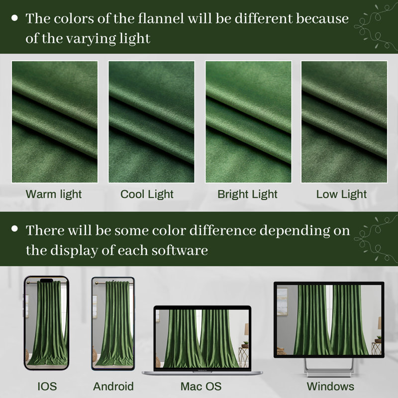 Velvet Blackout Curtain Pair, Green, 52" W x 84" L