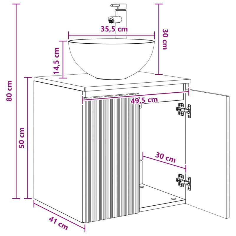 495 mm Bathroom Vanity, Black