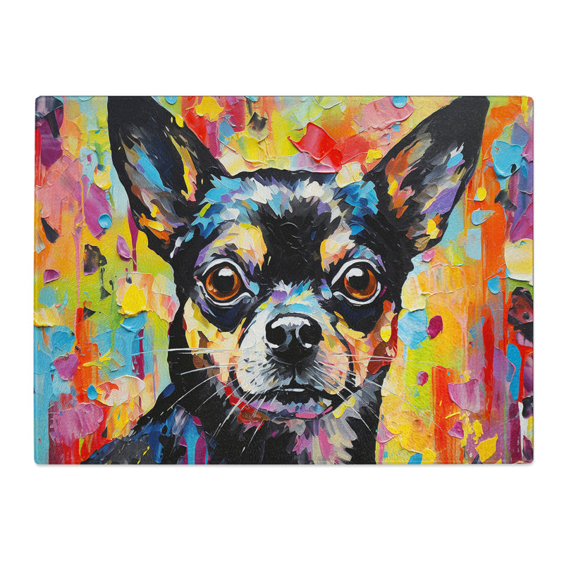 Chihuahua Abstract  Glass Chopping Board