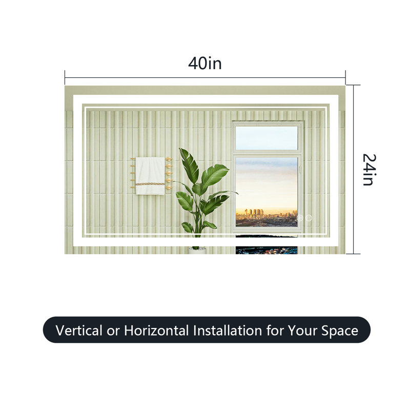 Jayce LED Vanity Mirror with Memory Function, 3 Color Temperatures & Dimmable Light, Anti-fog Tempered Glass ETL Listed Mirror