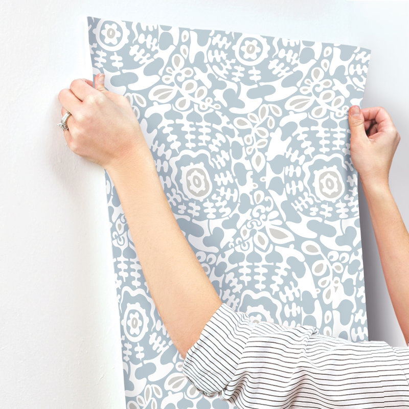Ayalisse Floral Wallpaper Double Roll, Light Blue