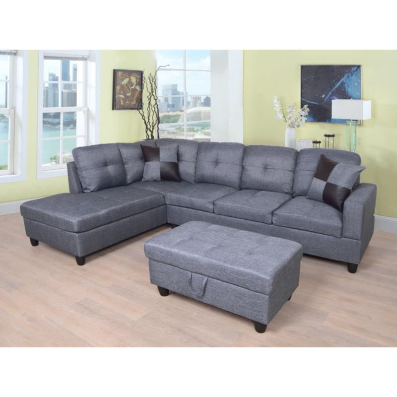 Palmer Square Upholstered Sectional, Left Hand Facing, Gray