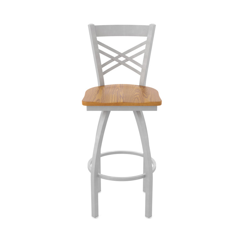 820 Catalina Swivel Bar Stool, Wood-Medium Oak, Anodized Nickel, Bar Stool (30" Seat Height)