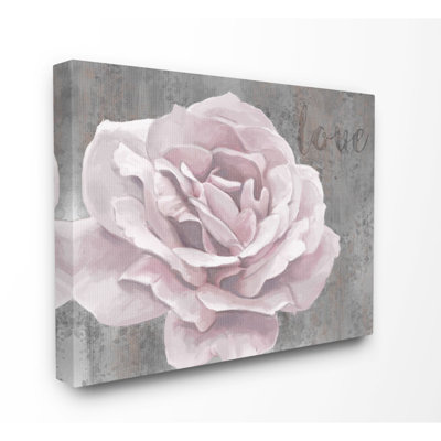 Love Flower Pink Grey Texture Painting - Painting